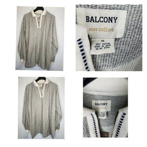 Balcony %100 Cotton Long Sleeve 1/4 Zip Shirt